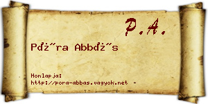 Póra Abbás névjegykártya
